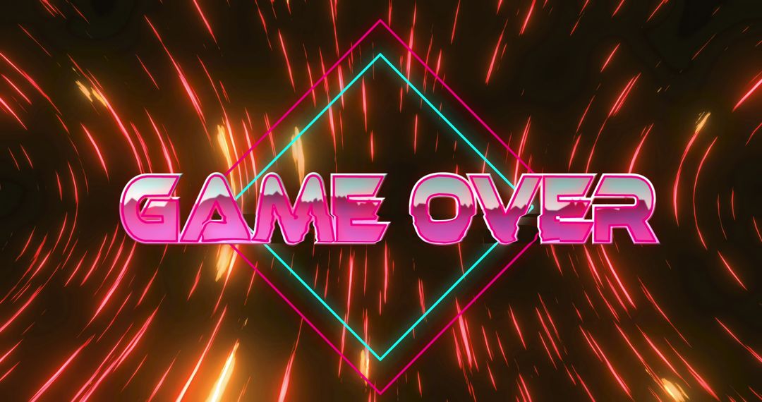 Retro Futuristic Game Over Sign with Neon Lights