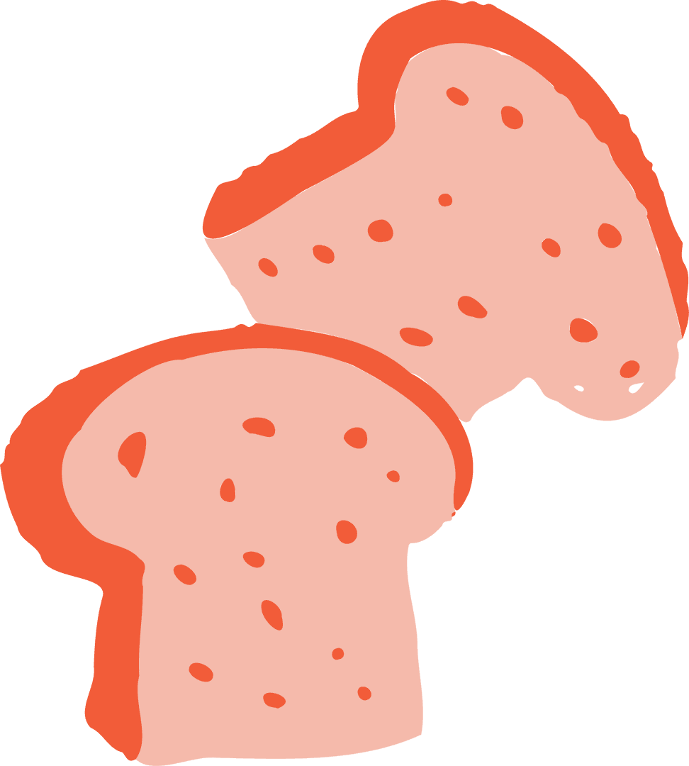 Playful Cartoon Bread Slices on Transparent Background