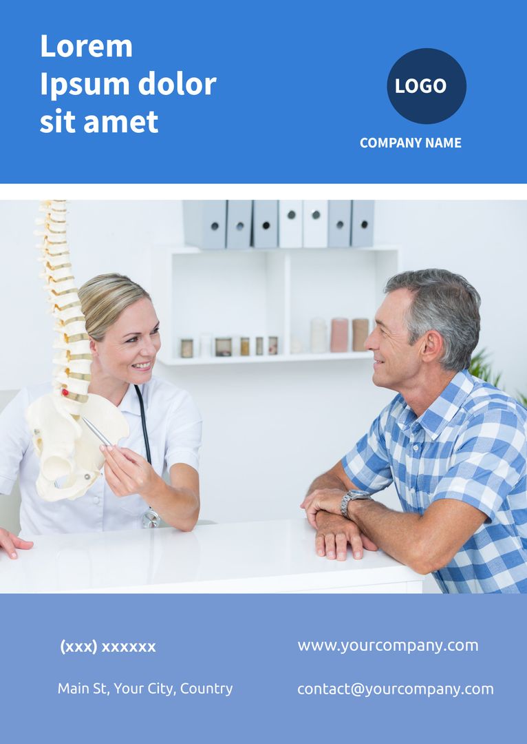 Doctor Explaining Spine Model to Patient in Medical Office Setting - Download Free Stock Templates Pikwizard.com