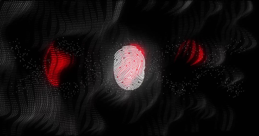 Biometric Fingerprint and Data Processing on Dark Background
