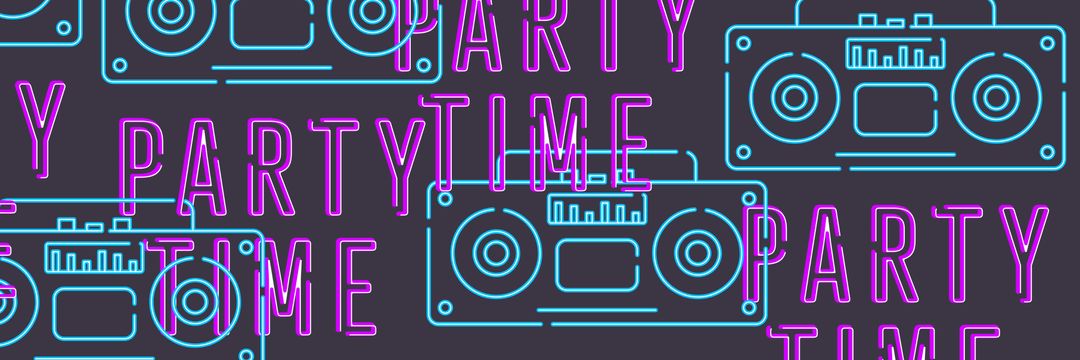 Composition of party time text over radio icons - Free Images, Stock Photos and Pictures on Pikwizard.com