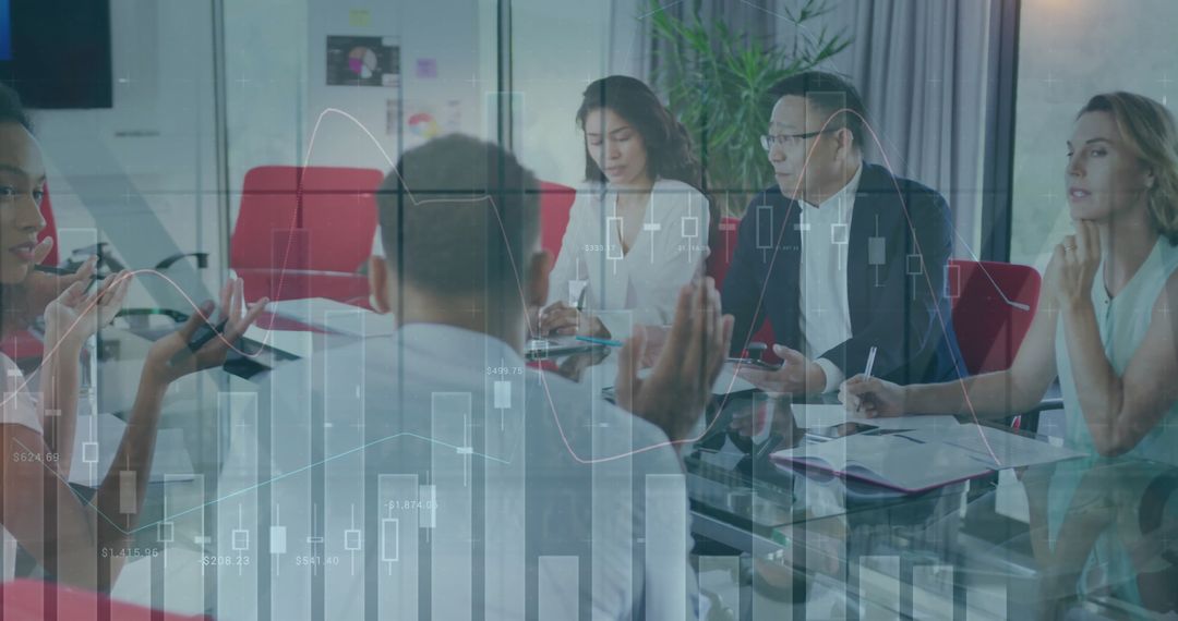 Financial Analysis and Diverse Business Meeting in Modern Office