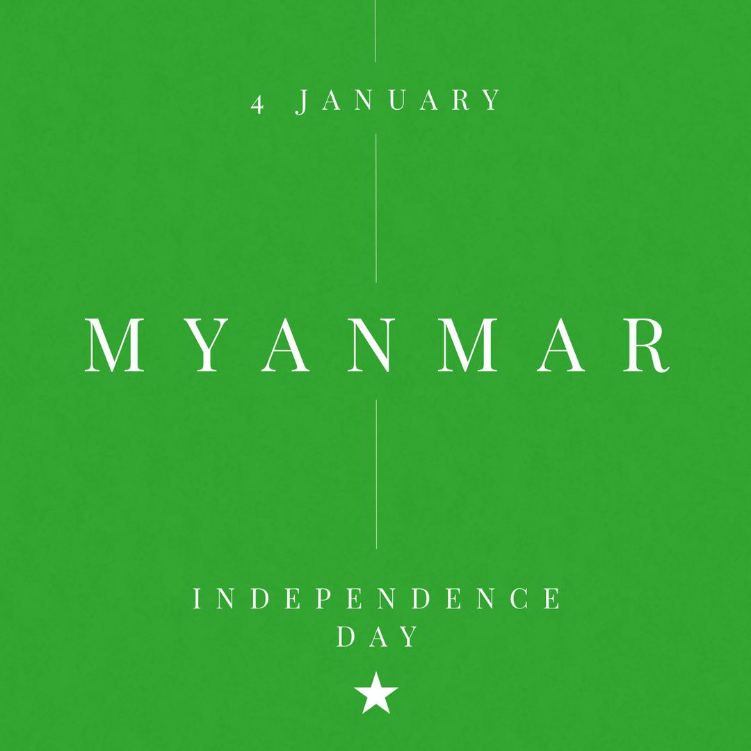 Myanmar Independence Day Announcement on Green Canvas