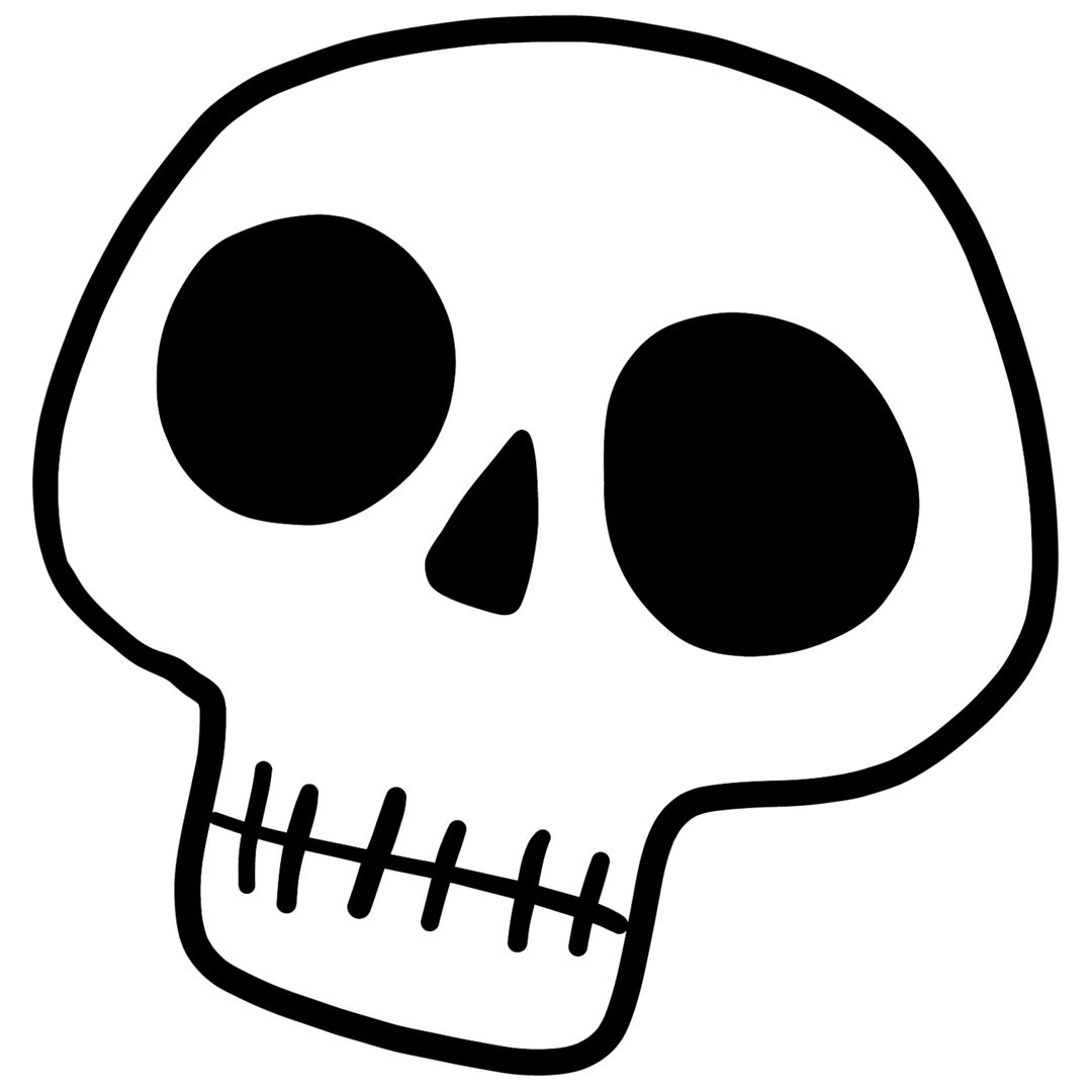Black and White Illustrated Skull Design for Halloween