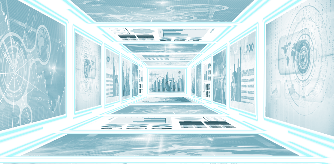 Transparent Digital Interfaces Perspective Gray Background