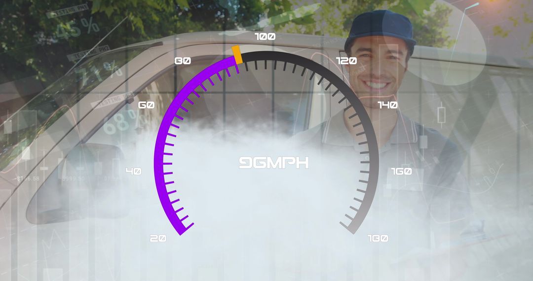 Digital Interface Speedometer Over Delivery Driver Providing Service