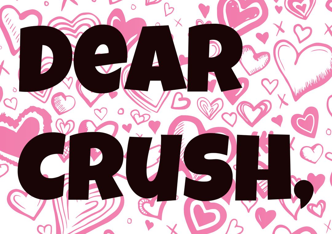 Romantic Heart-filled Background with Dear Crush Text