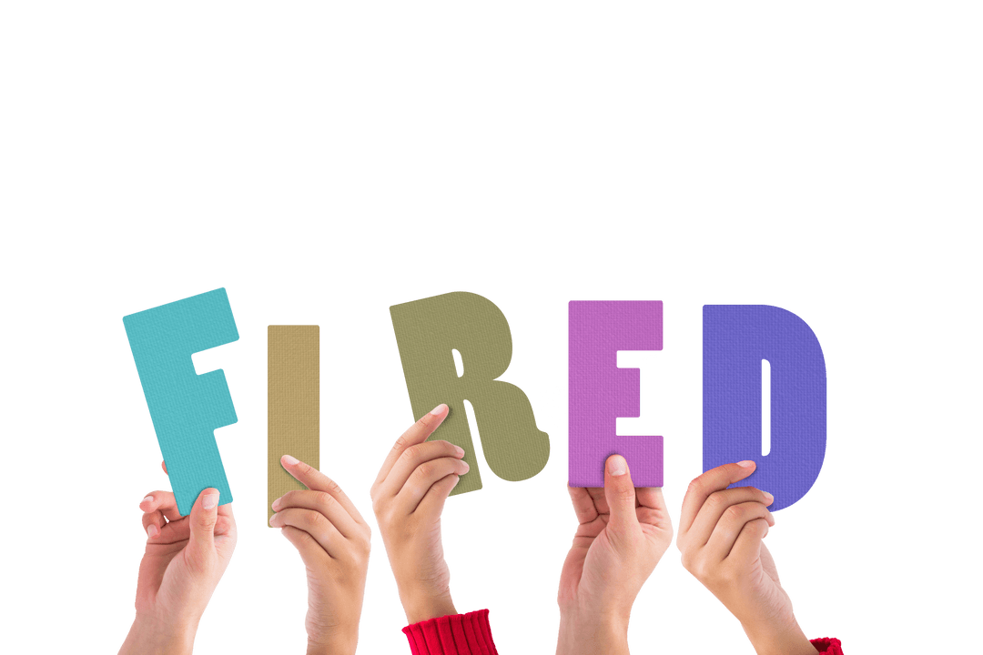 Hands Holding Fired Text on Transparent Background Expressing Employment Issues - Download Free Stock Images Pikwizard.com