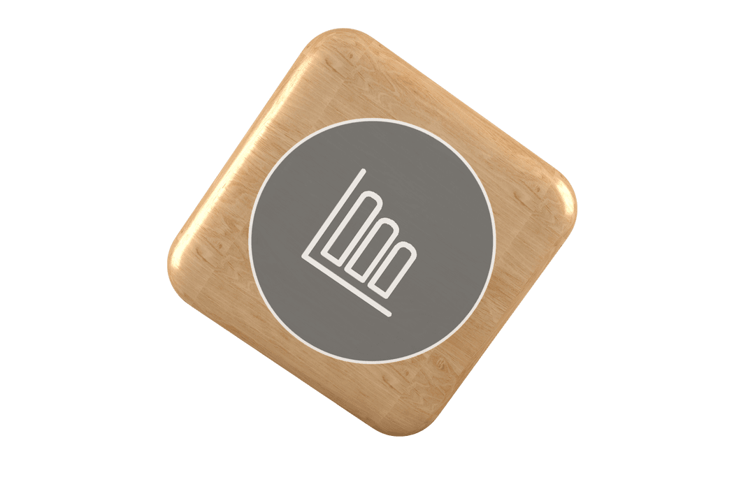 Transparent Bar Graph Icon on Wooden Cube