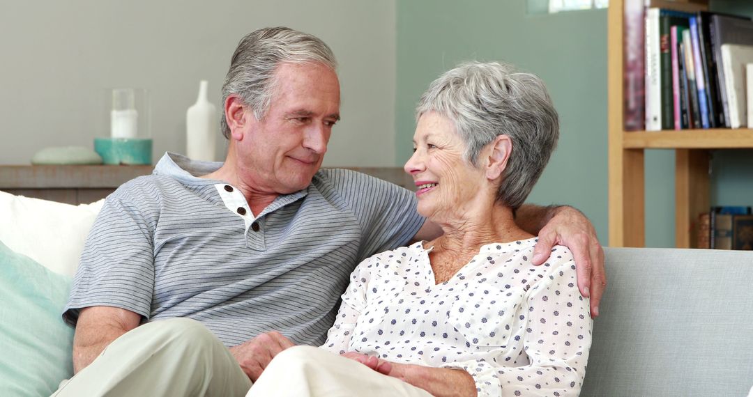 Senior Couple Relaxing and Smiling at Home