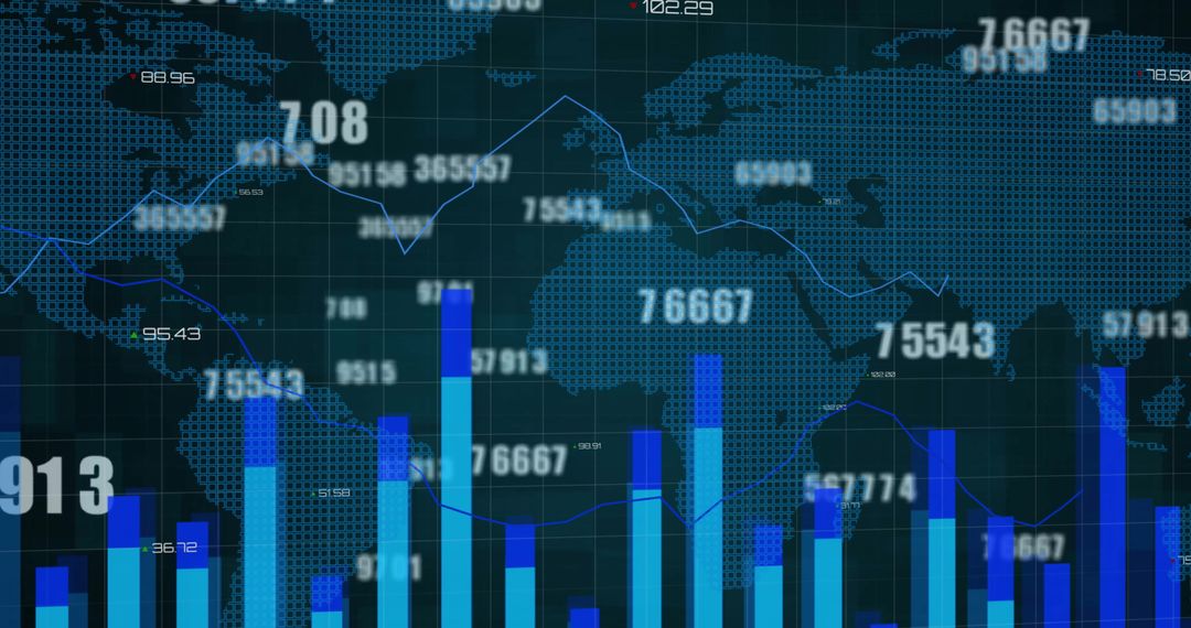 Global Finances and Data Analysis with World Map Overlay