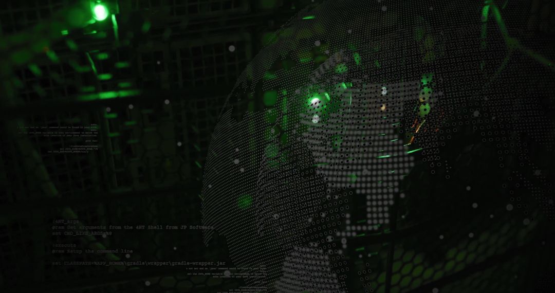 Binary Code Face in Green Digital Environment