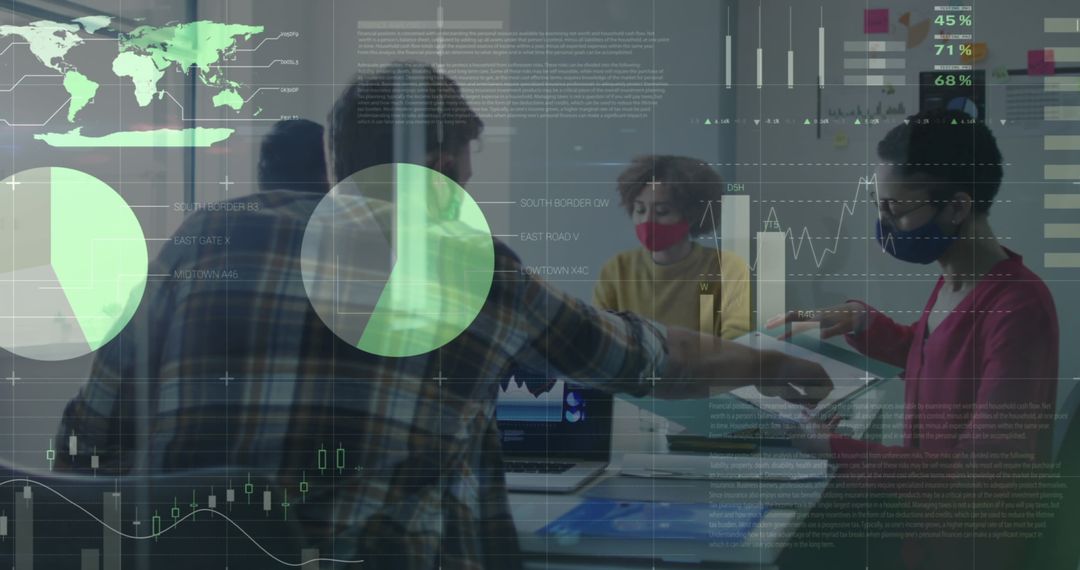 Team Collaboration with Digital Data Overlay in Office Setting