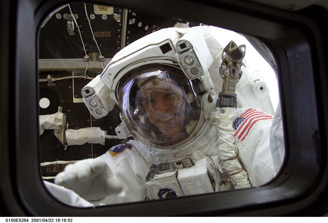 Astronaut Smiling During Spacewalk Outside Space Shuttle Endeavour - Free Images, Stock Photos and Pictures on Pikwizard.com