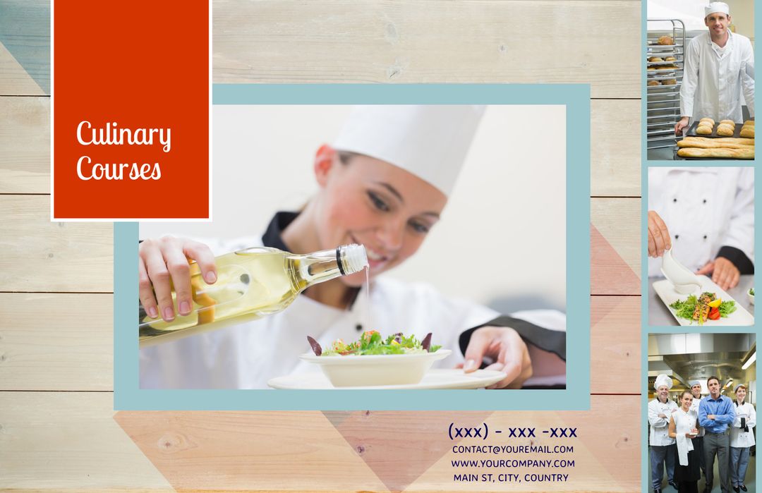 Professional Culinary Courses Banner with Chef and Fresh Salad