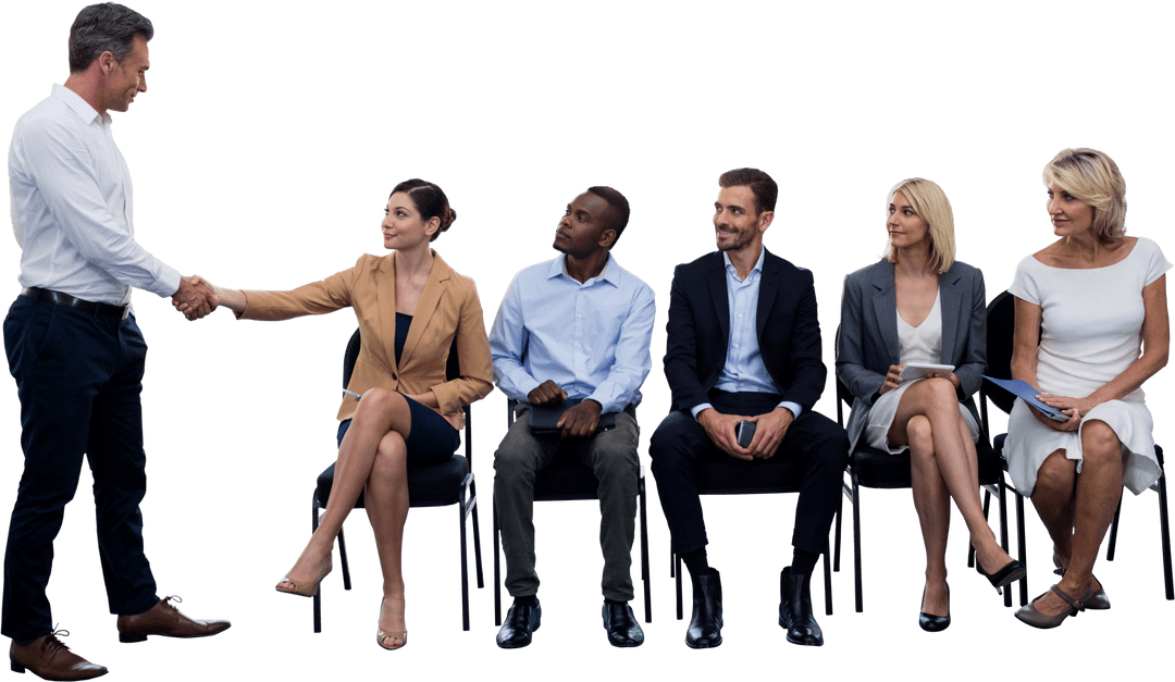 Transparent Business Team Welcome with Handshake Interaction