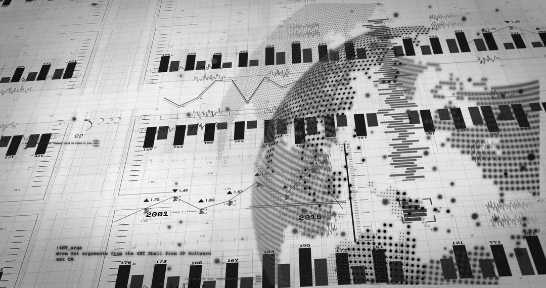 Technology-Driven Digital Analysis Chart with Globe Overlay