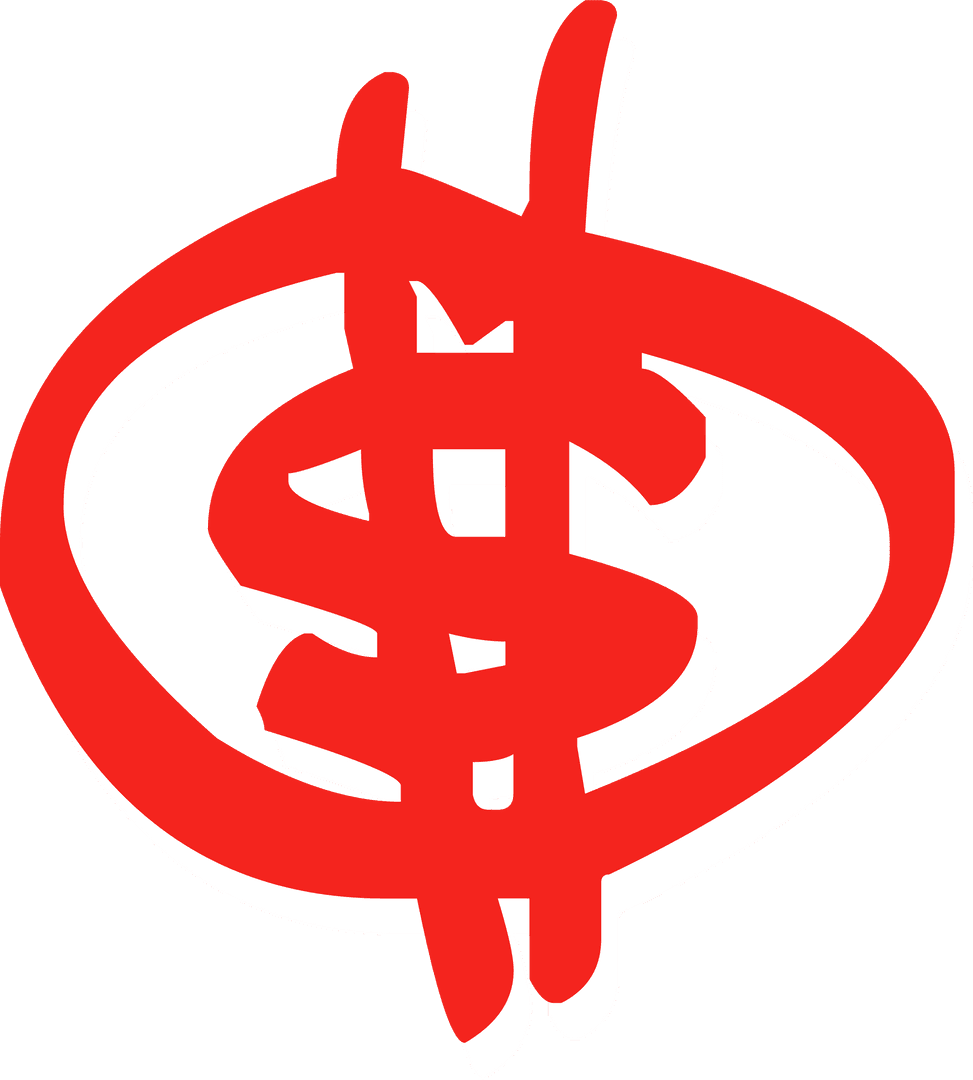 Red Stylized Dollar Sign Doodle on Transparent Background