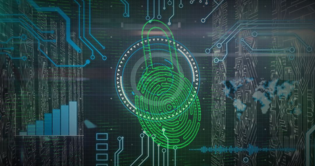 Digital Security Concept with Lock and Data Analytics Overlay