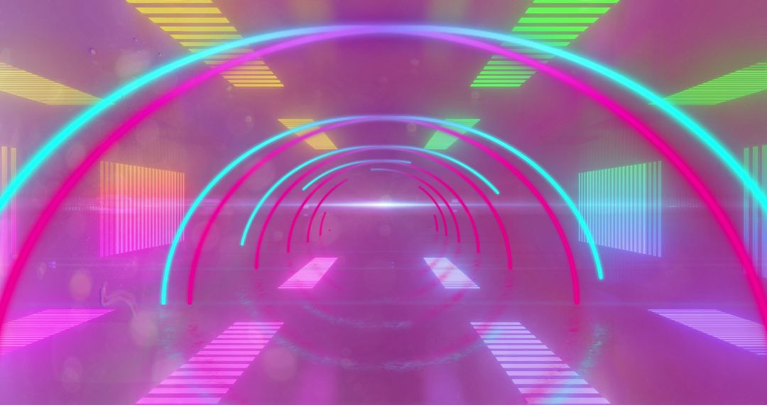 Vibrant Neon Tunnel with Futuristic Glow for Game Design