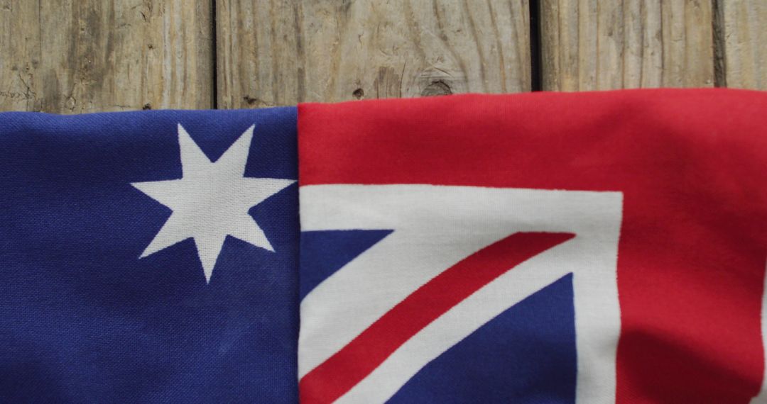 Australian Flag on Rustic Wooden Surface Symbolizing Patriotism
