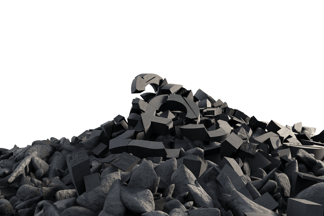 3D Transparent Pile of Damaged Signs on Stones