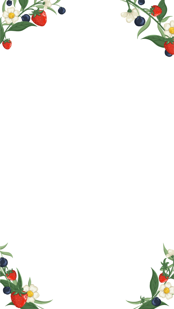 Floral Berries Frame with Transparent Background for Design