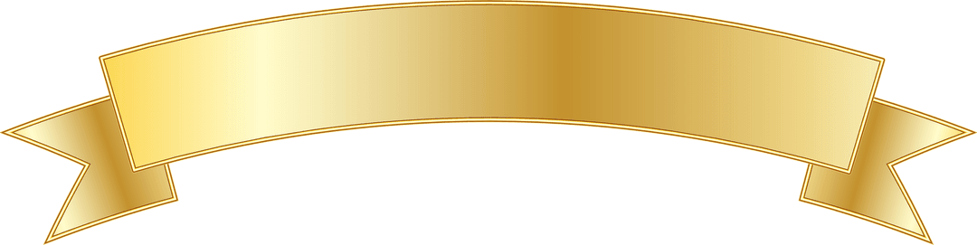 Golden Ribbon Banner on Transparent Background