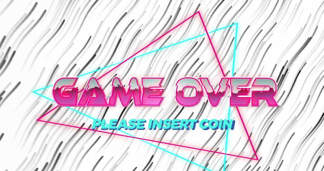 Retro Arcade Game Over Neon Triangle Graphic