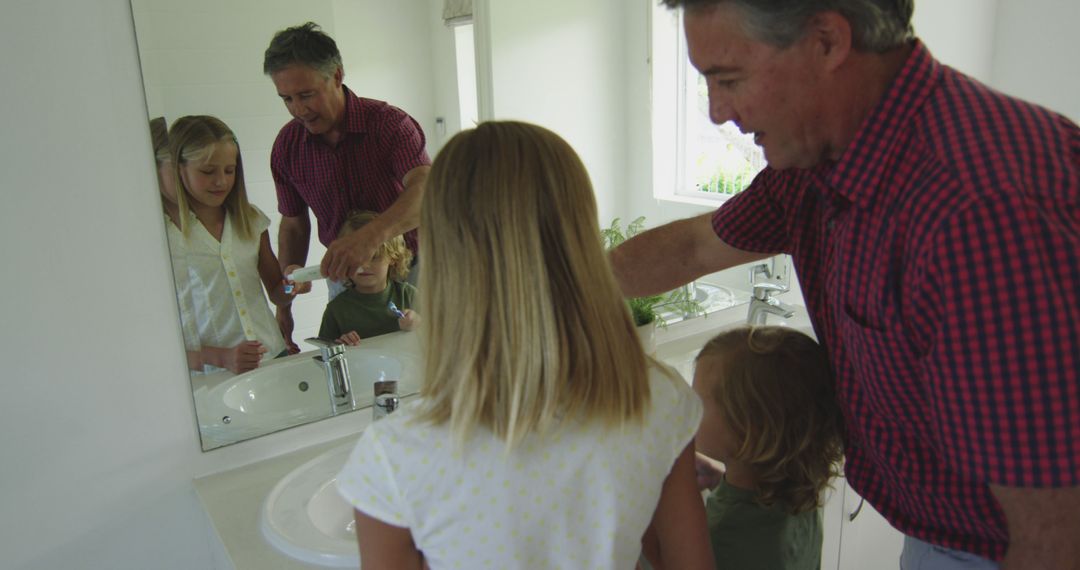 Family Teaching Children Handwashing at Bathroom Sink - Free Images, Stock Photos and Pictures on Pikwizard.com