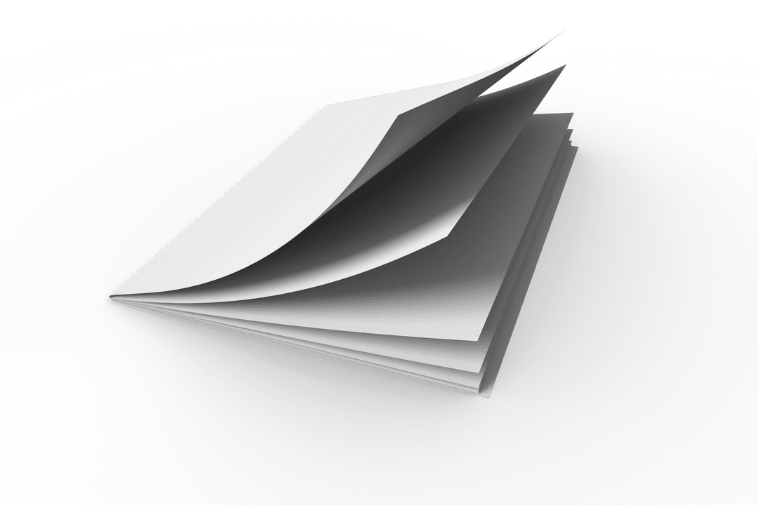 White Notebook Illustration on Transparent Background for Education