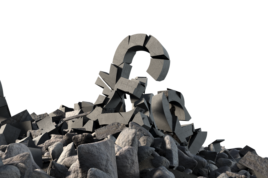 Transparent Cracked Pound Sterling Symbol Amongst Rubble - Download Free Stock Images Pikwizard.com