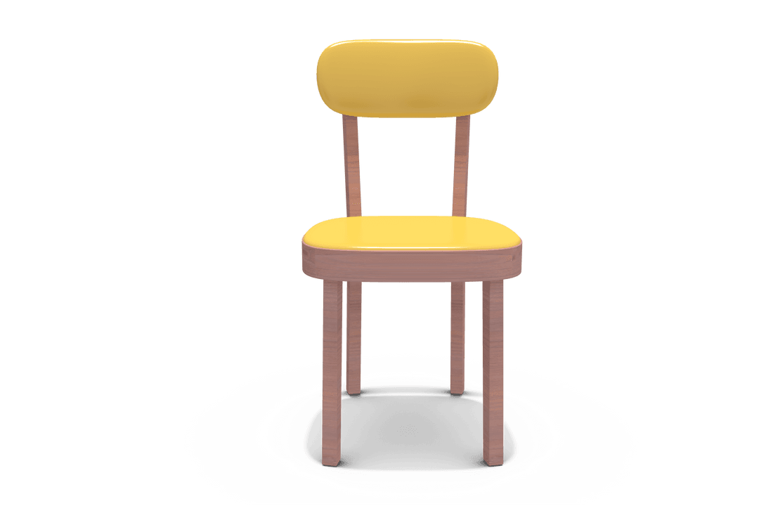 Simple Yellow Wooden Chair with Transparent Background