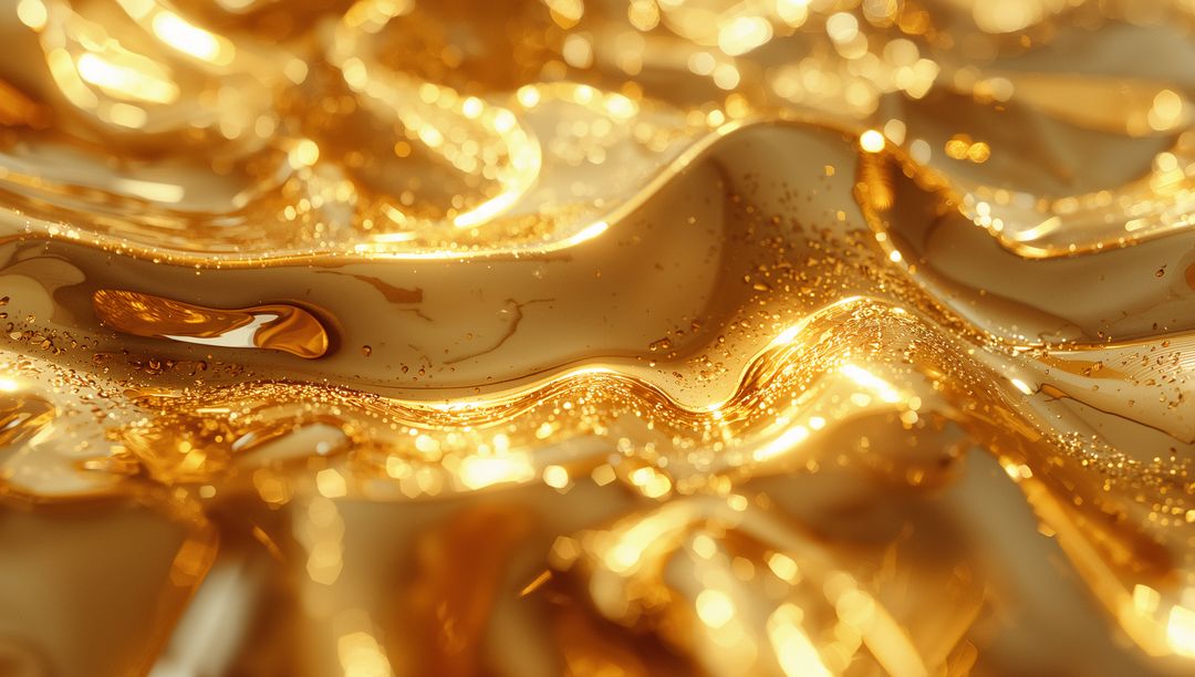 Golden Fluid Surface with Sparkling Flecks Creating Elegant Shimmer