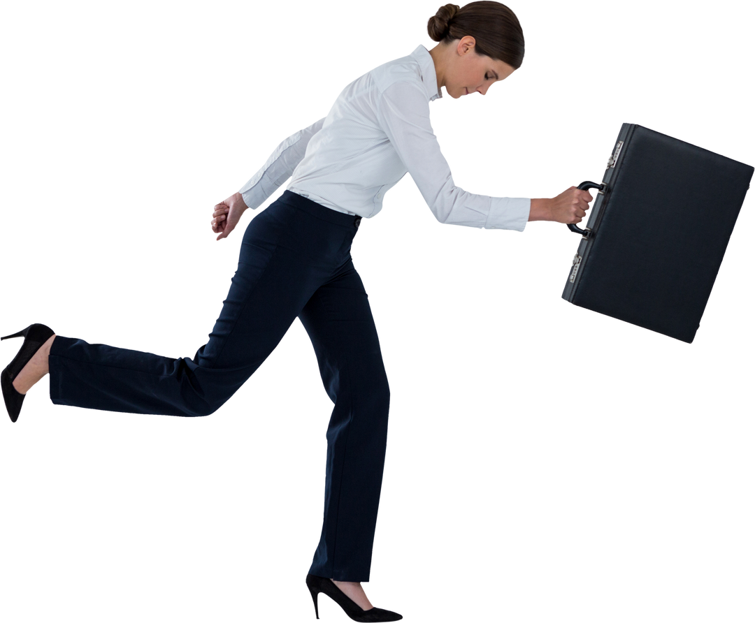 Businesswoman Running with Briefcase in Transparent Background - Download Free Stock Images Pikwizard.com