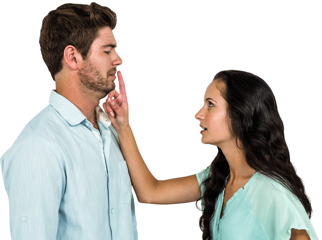 Transparent Image of Couple in Tense Conversation