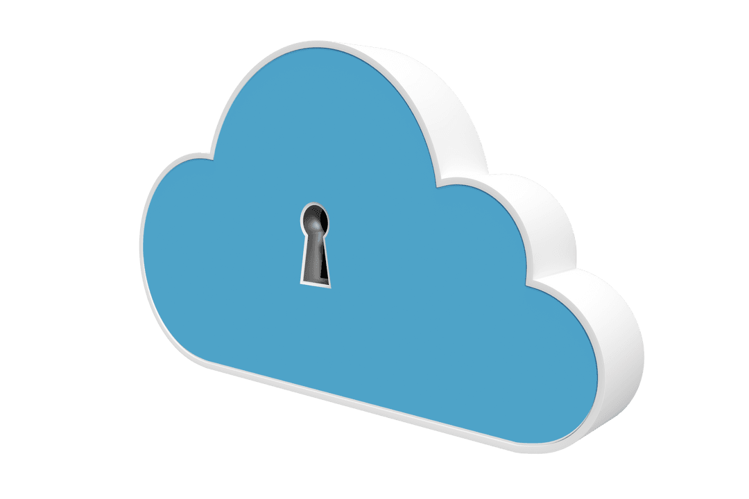 Cloud Security Highlighted With Transparent Keyhole Design