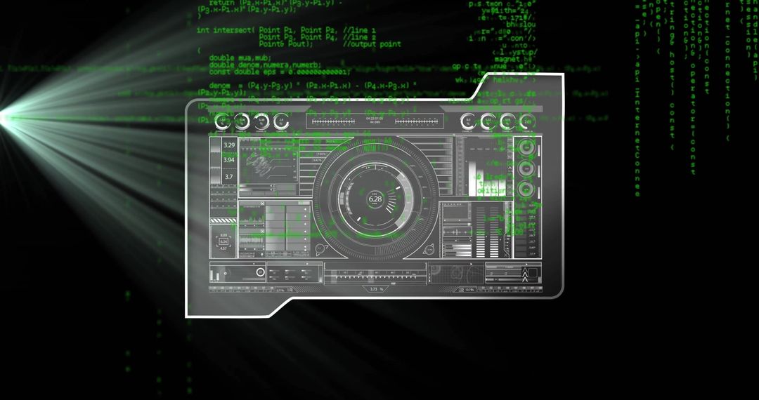 High-Tech Digital Interface with Green Data Code