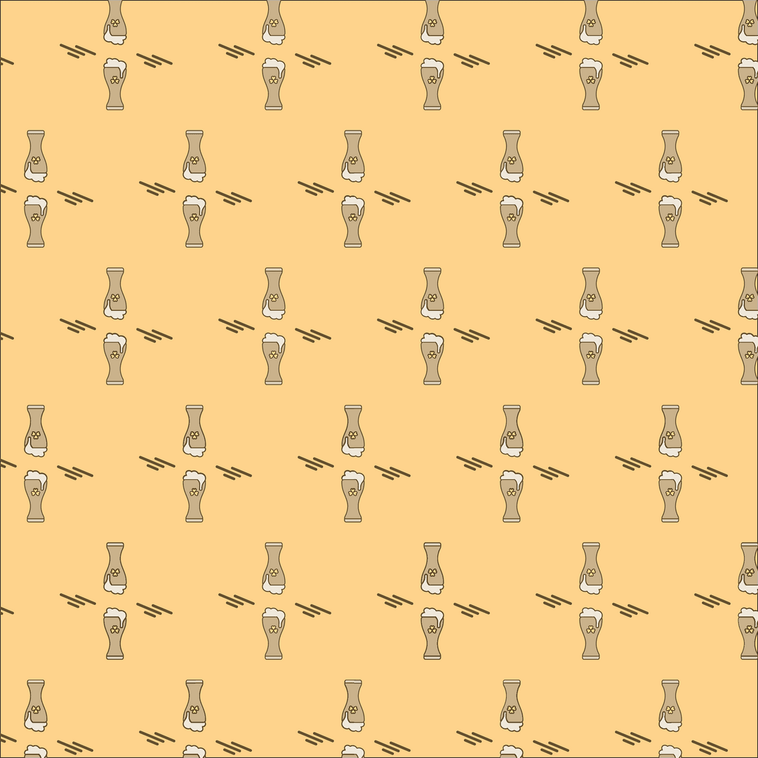 Transparent Beer Glasses Seamless Pattern on Yellow