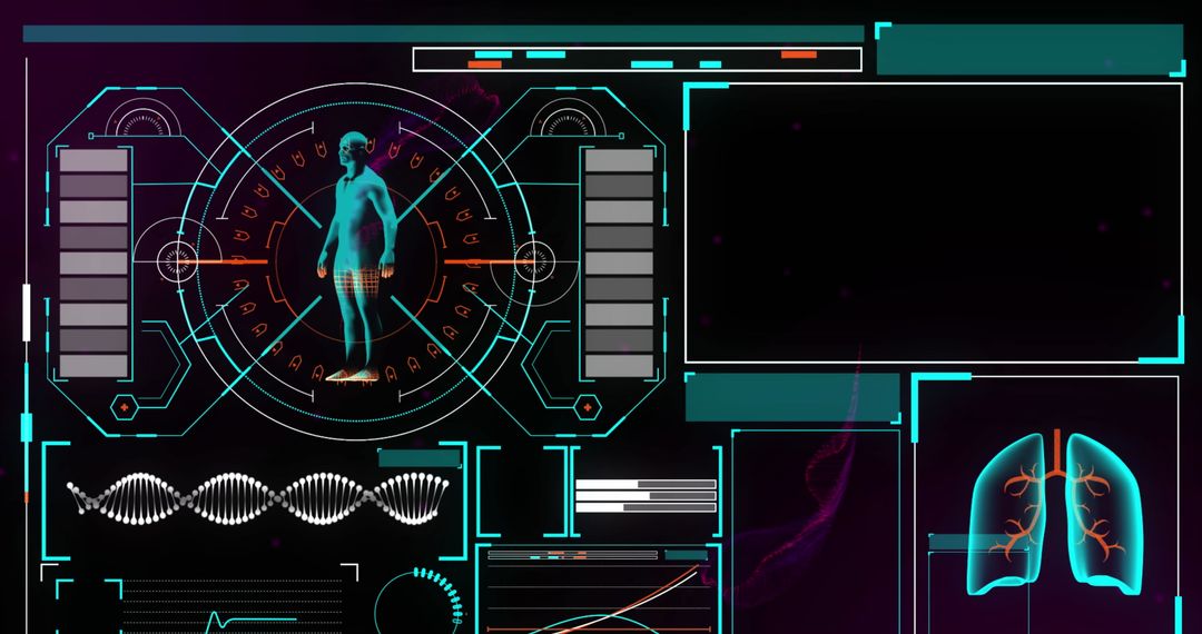 Futuristic Digital Interface with Medical and Tech Elements