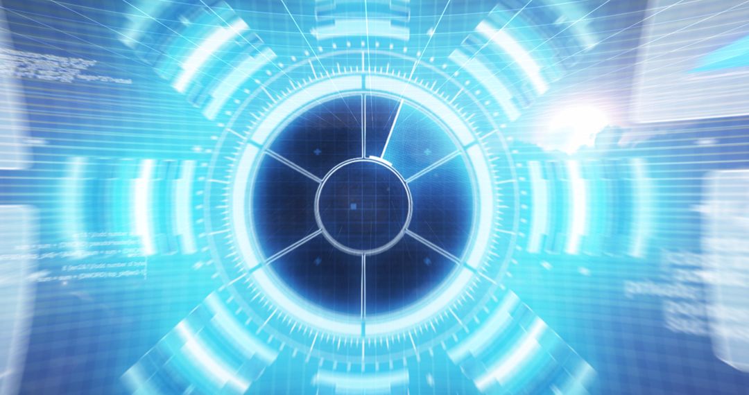 Futuristic Digital Interface Display with Scanning Graphics