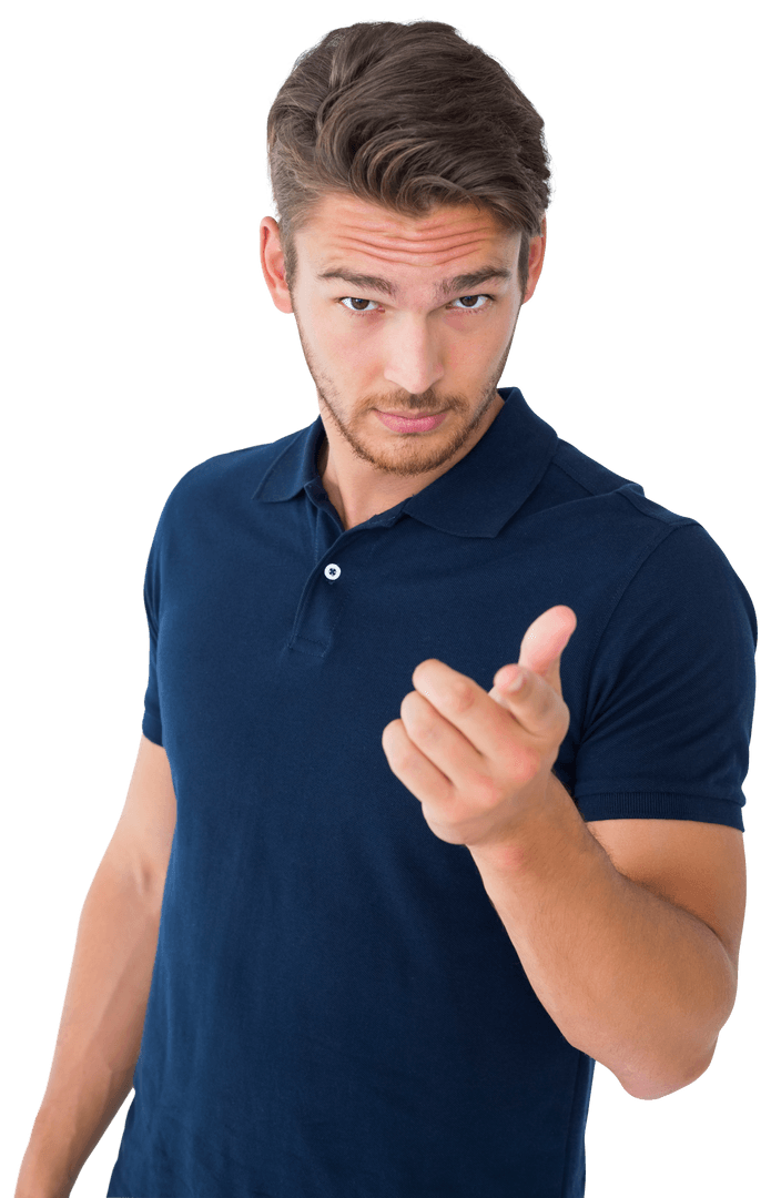 Confident Handsome Man Pointing Gesture Transparent Background
