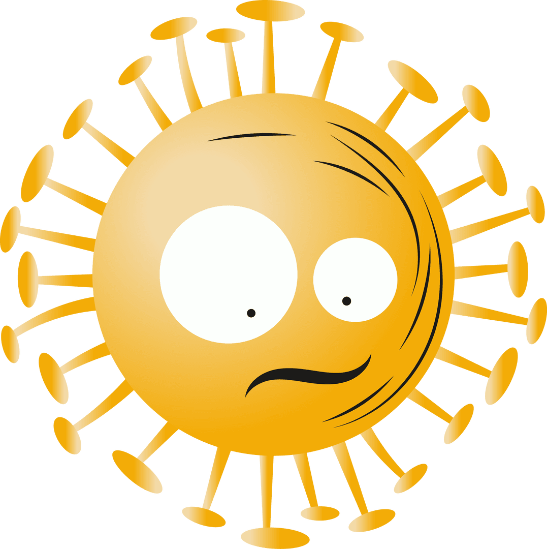 Whimsical Cartoon Pathogen with Uneasy Face on Transparent Background