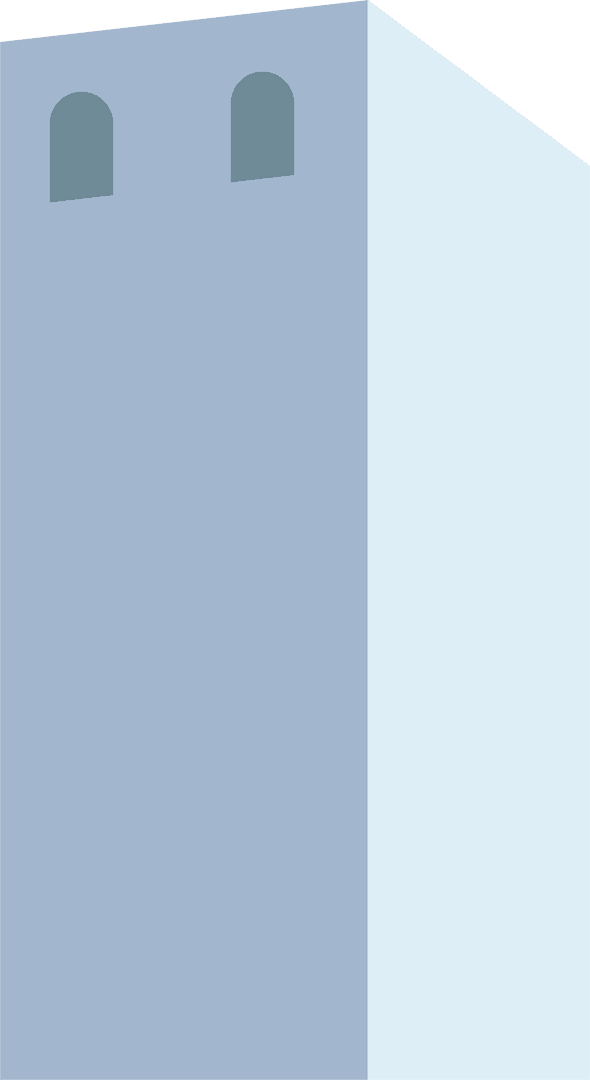 Transparent 3D Render of Minimalist Tower with Arched Windows