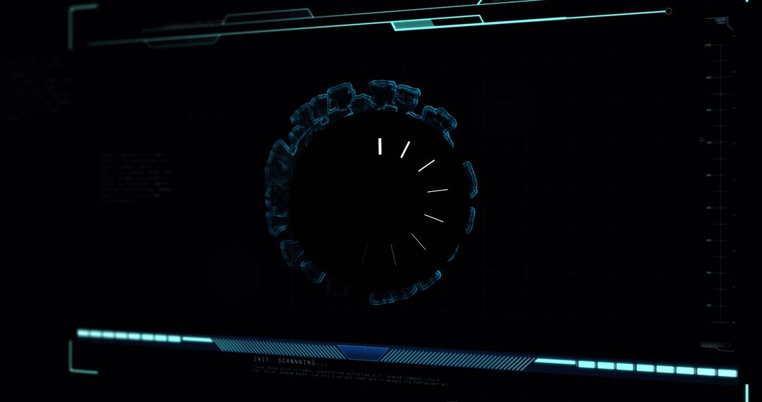 Futuristic data processing interface in dim light
