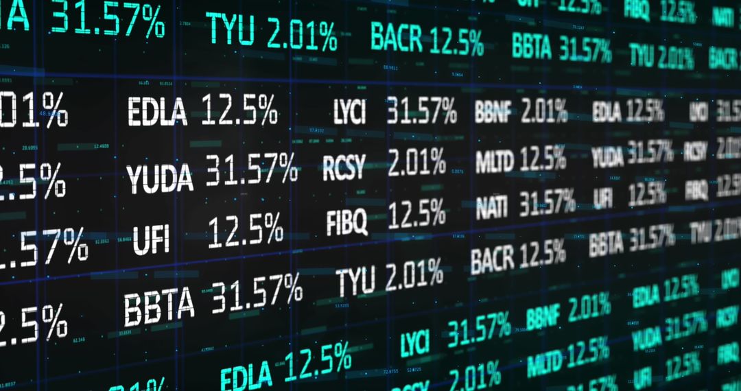 Financial Data Display with Digital Stock Tickers
