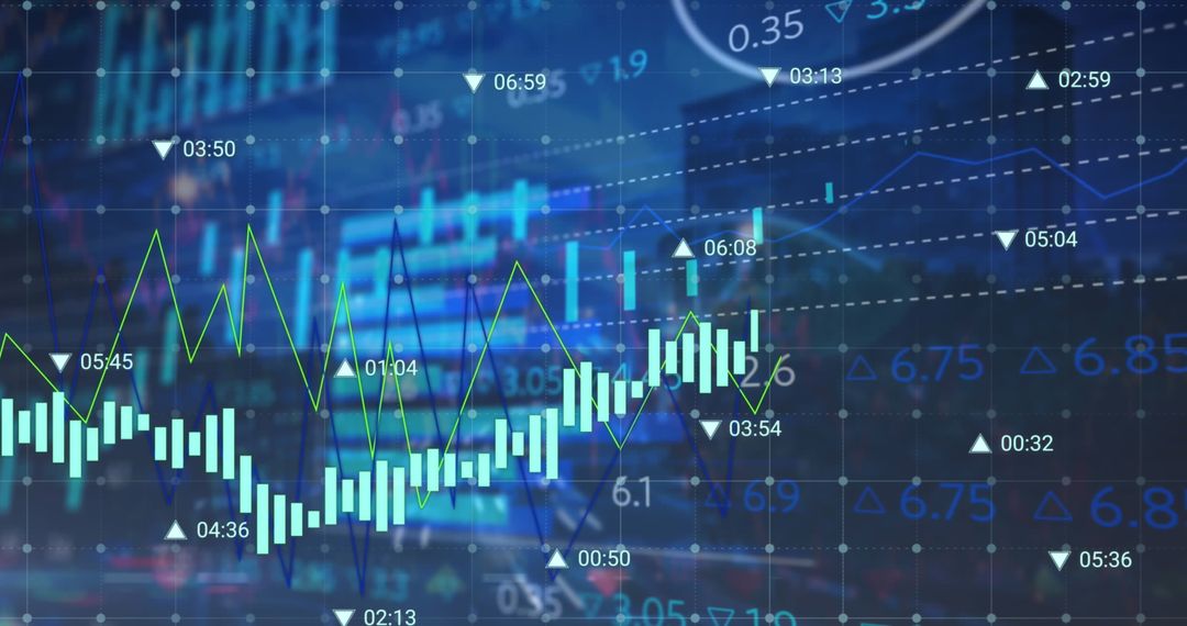 Financial Data Overlay with Business Growth Charts in Modern Cityscape