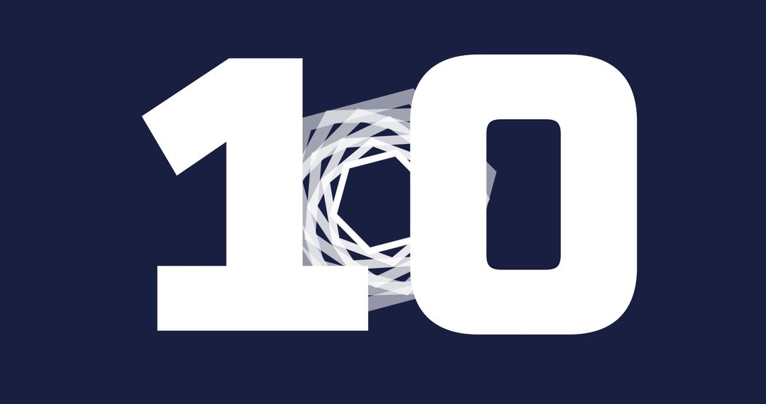 Stylized Numeral Ten with Abstract Geometric Spiral