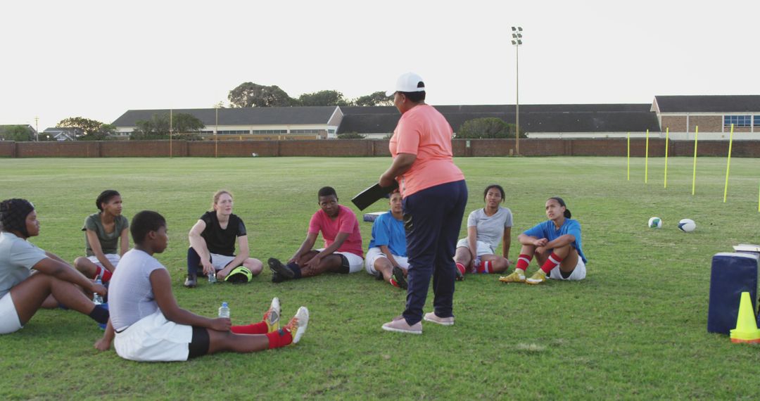 Female Coach Training Youth Girls Rugby Team on Field - Free Images, Stock Photos and Pictures on Pikwizard.com