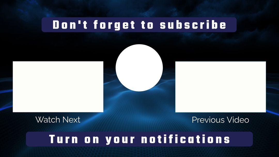 Cosmic Themed YouTube End Screen Template with Call to Action Areas - Download Free Stock Templates Pikwizard.com